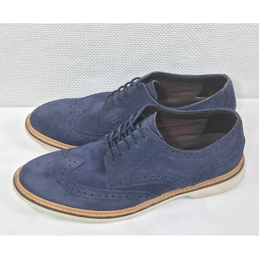 Cole Haan Foley Wing Ox II Blazer Blue Suede‎ Shoes Oxford Men's 9 Original Box